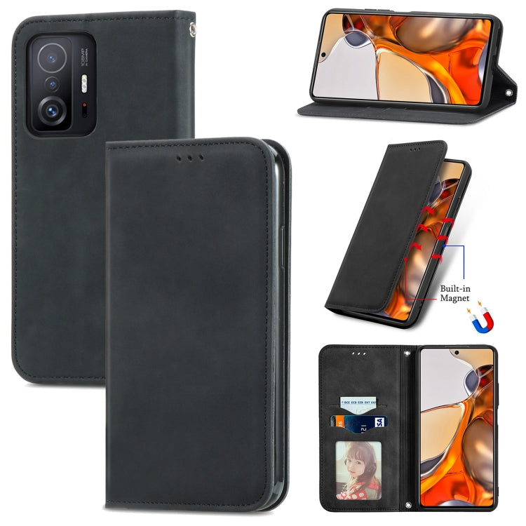 For Xiaomi Mi 11T / 11T Pro Retro Skin Feel Magnetic Horizontal Flip Leather Case with Holder & Card Slots & Wallet & Photo Frame