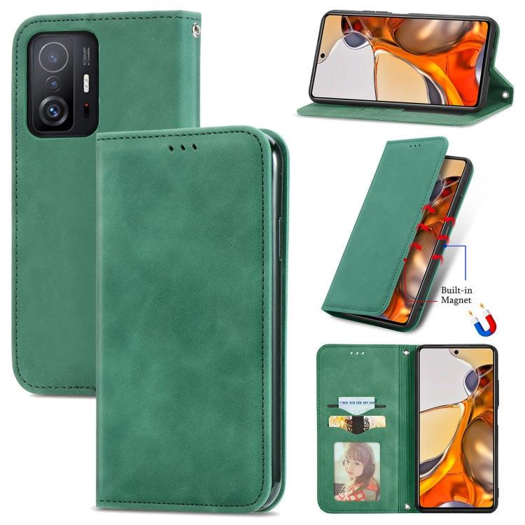 For Xiaomi Mi 11T / 11T Pro Retro Skin Feel Magnetic Horizontal Flip Leather Case with Holder & Card Slots & Wallet & Photo Frame