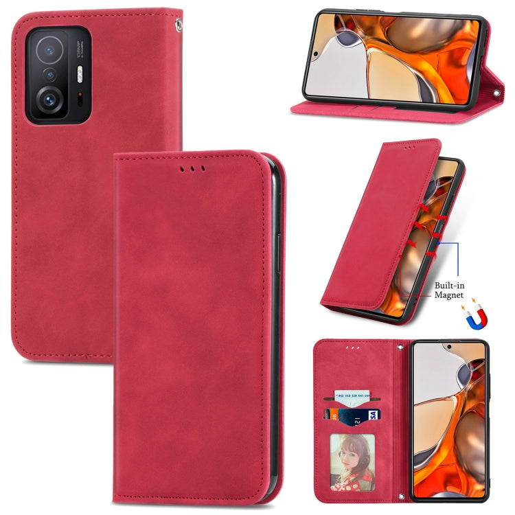For Xiaomi Mi 11T / 11T Pro Retro Skin Feel Magnetic Horizontal Flip Leather Case with Holder & Card Slots & Wallet & Photo Frame