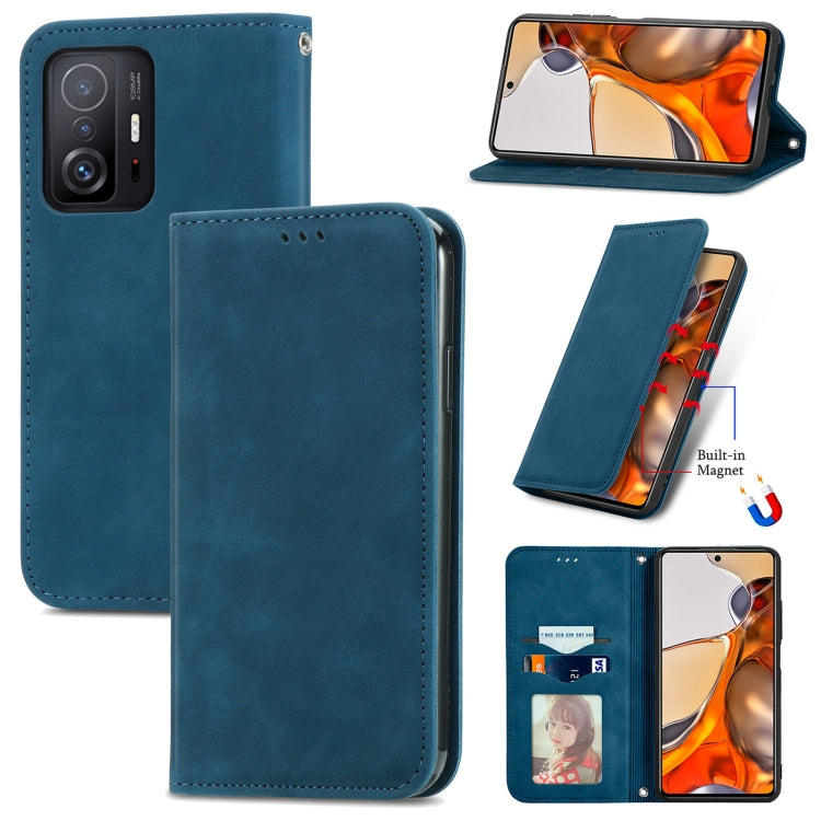 For Xiaomi Mi 11T / 11T Pro Retro Skin Feel Magnetic Horizontal Flip Leather Case with Holder & Card Slots & Wallet & Photo Frame