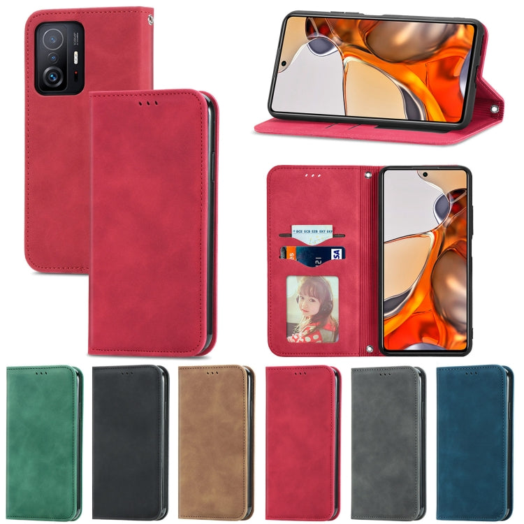For Xiaomi Mi 11T / 11T Pro Retro Skin Feel Magnetic Horizontal Flip Leather Case with Holder & Card Slots & Wallet & Photo Frame