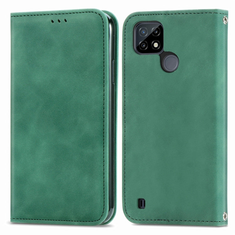 For OPPO Realme C21Y Retro Skin Feel Magnetic Horizontal Flip Leather Case With Holder & Card Slots & Wallet & Photo Frame