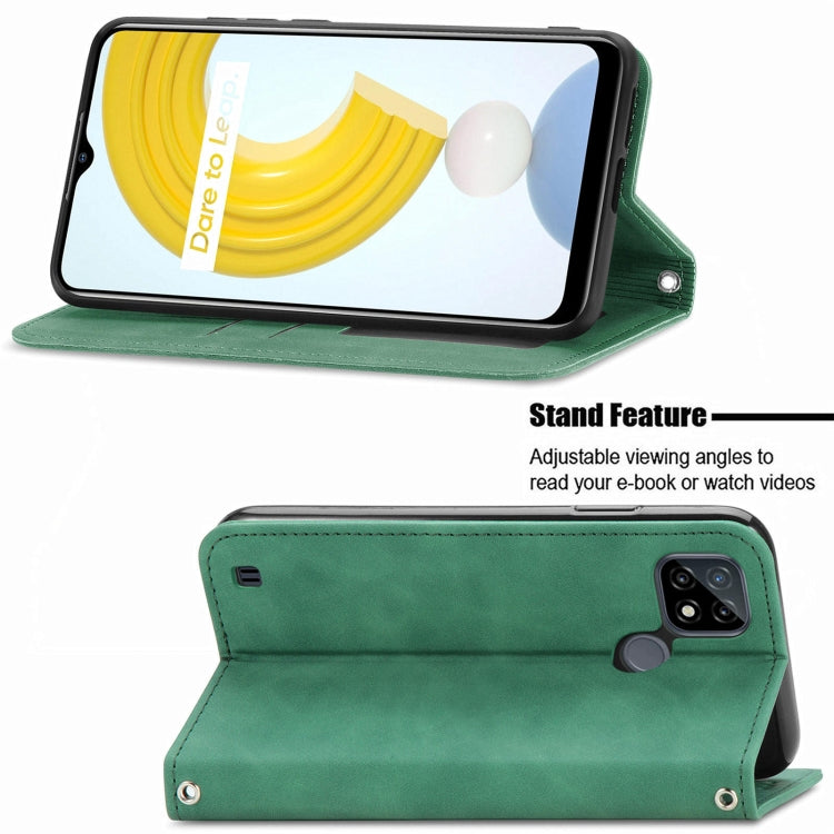 For OPPO Realme C21Y Retro Skin Feel Magnetic Horizontal Flip Leather Case With Holder & Card Slots & Wallet & Photo Frame