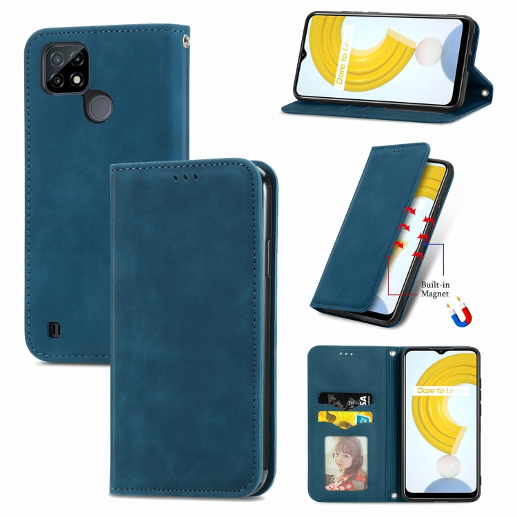 For OPPO Realme C21Y Retro Skin Feel Magnetic Horizontal Flip Leather Case With Holder & Card Slots & Wallet & Photo Frame