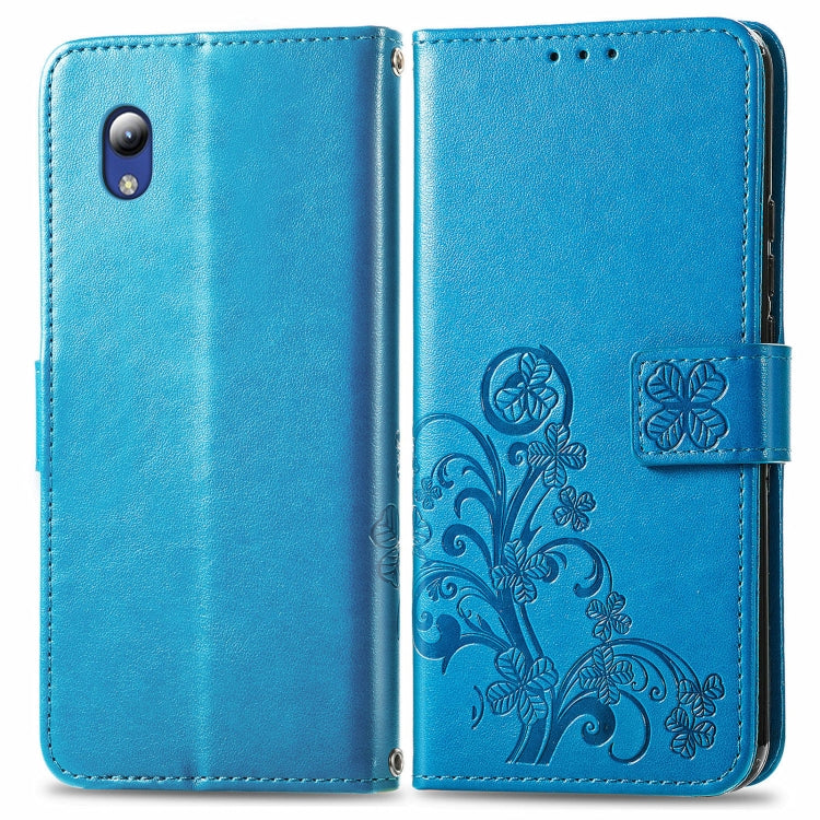 For ZTE Blade A31 Lite Four-leaf Clasp Embossed Leather Case with Lanyard & Card Slot & Wallet & Holder
