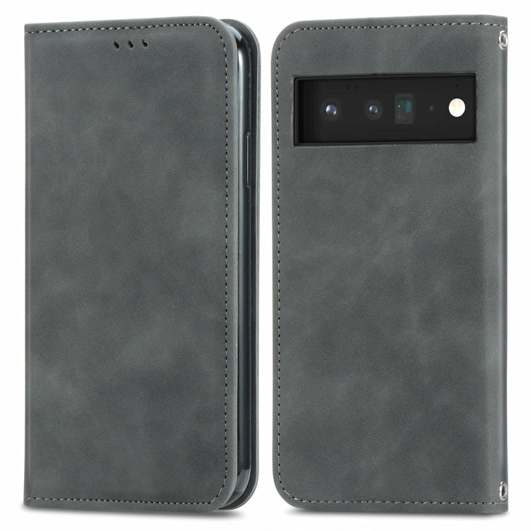 For Google Pixel 6 Retro Skin Feel Business Magnetic Horizontal Flip Leather Case With Holder & Card Slots & Wallet & Photo Frame
