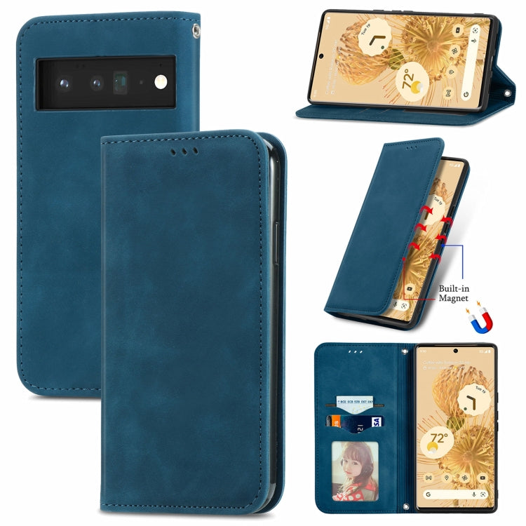 For Google Pixel 6 Pro Retro Skin Feel Business Magnetic Horizontal Flip Leather Case With Holder & Card Slots & Wallet & Photo Frame