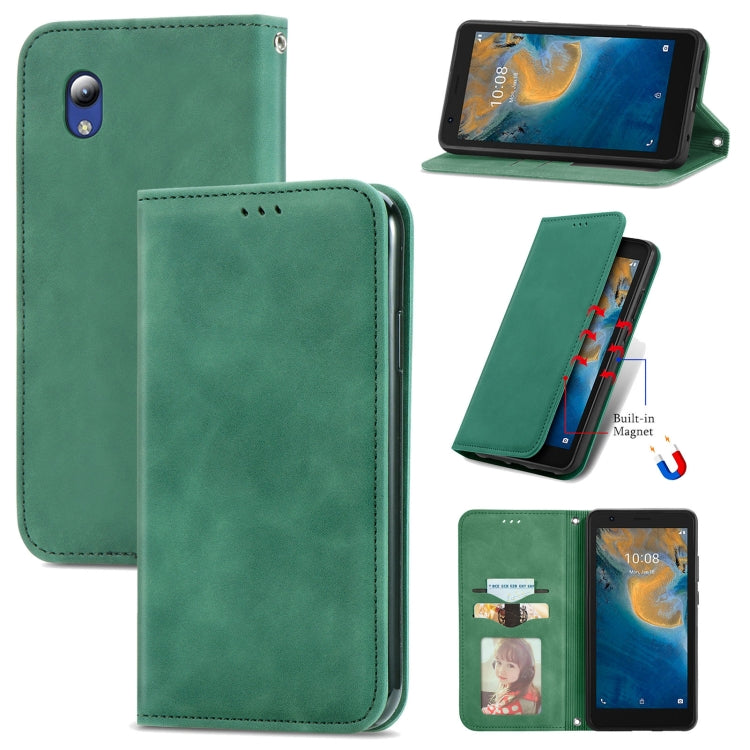 For ZTE Blade A31 Lite Retro Skin Feel Business Magnetic Horizontal Flip Leather Case With Holder & Card Slots & Wallet & Photo Frame
