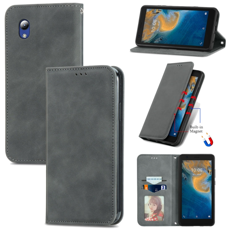 For ZTE Blade A31 Lite Retro Skin Feel Business Magnetic Horizontal Flip Leather Case With Holder & Card Slots & Wallet & Photo Frame