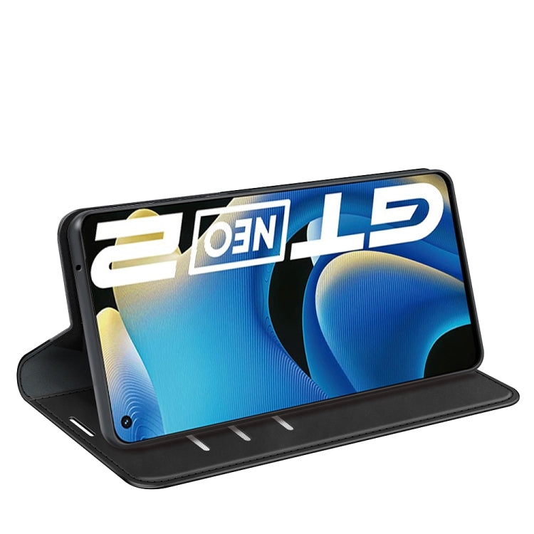 For OPPO Realme GT Neo2 Retro-skin Business Magnetic Suction Leather Case with Holder & Card Slots & Wallet