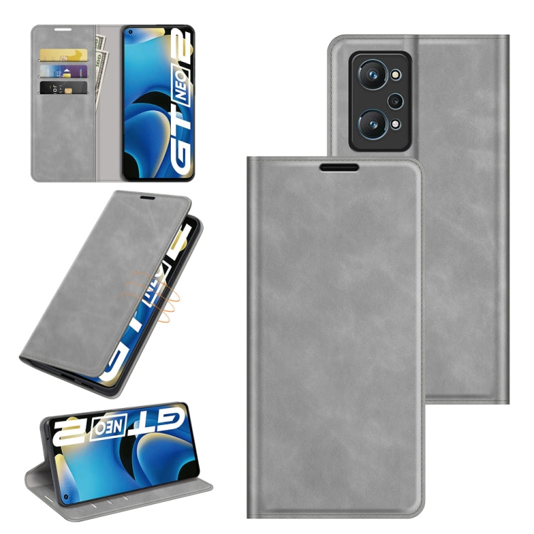 For OPPO Realme GT Neo2 Retro-skin Business Magnetic Suction Leather Case with Holder & Card Slots & Wallet