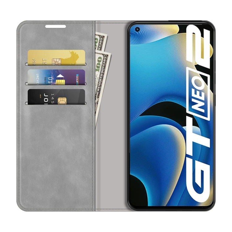 For OPPO Realme GT Neo2 Retro-skin Business Magnetic Suction Leather Case with Holder & Card Slots & Wallet