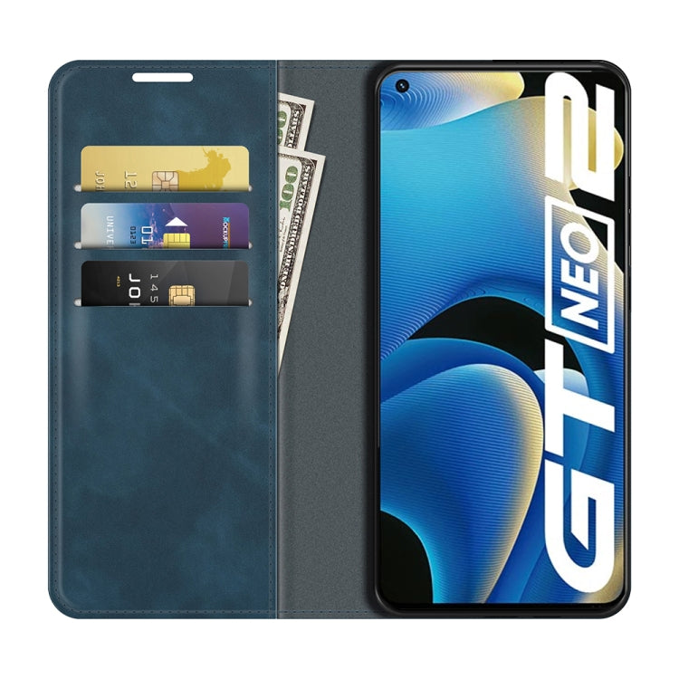 For OPPO Realme GT Neo2 Retro-skin Business Magnetic Suction Leather Case with Holder & Card Slots & Wallet