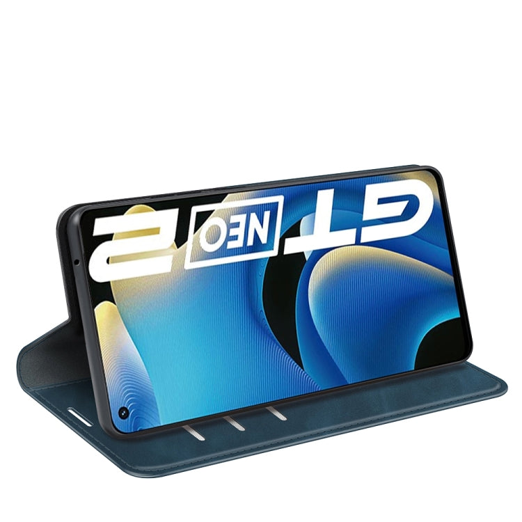 For OPPO Realme GT Neo2 Retro-skin Business Magnetic Suction Leather Case with Holder & Card Slots & Wallet