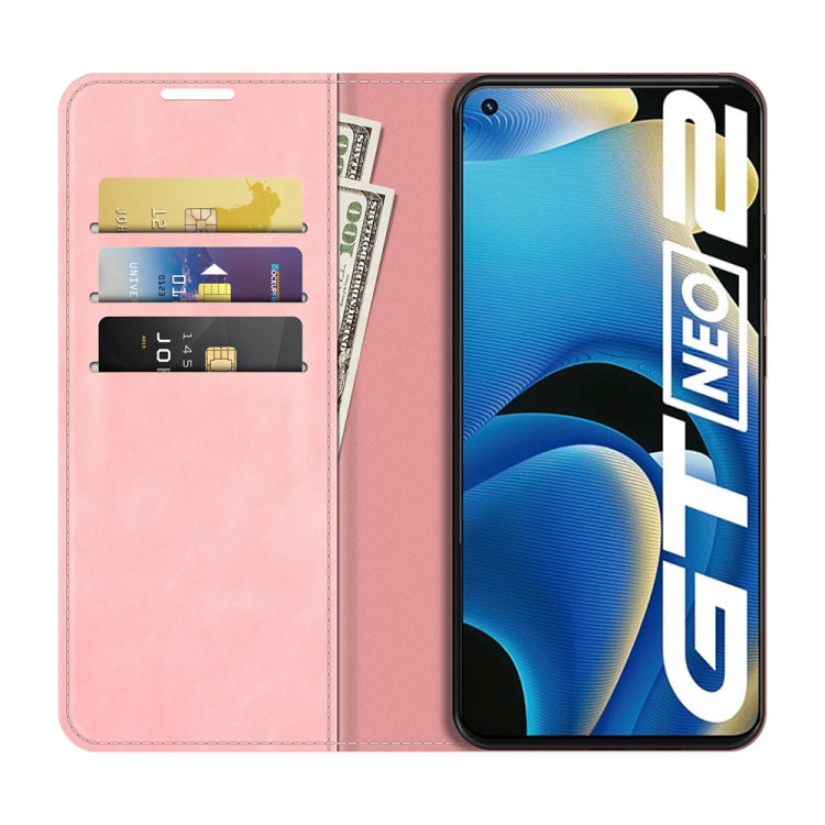 For OPPO Realme GT Neo2 Retro-skin Business Magnetic Suction Leather Case with Holder & Card Slots & Wallet
