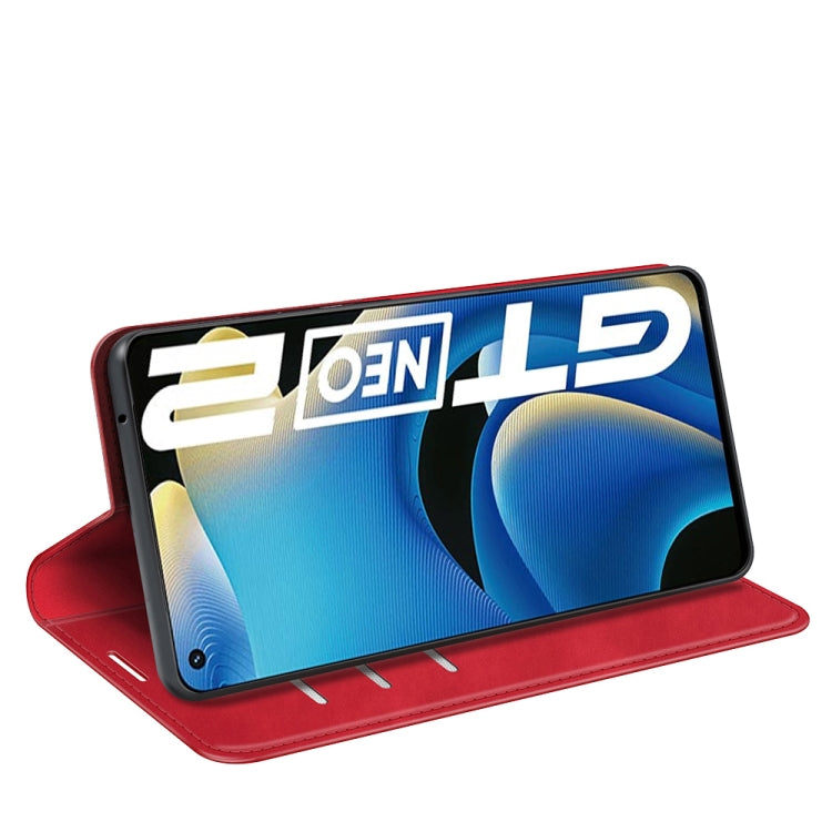 For OPPO Realme GT Neo2 Retro-skin Business Magnetic Suction Leather Case with Holder & Card Slots & Wallet