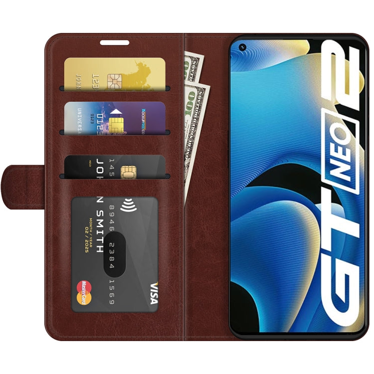 For OPPO Realme GT Neo2 R64 Texture Single Horizontal Flip Protective Case with Holder & Card Slots & Wallet& Photo Frame
