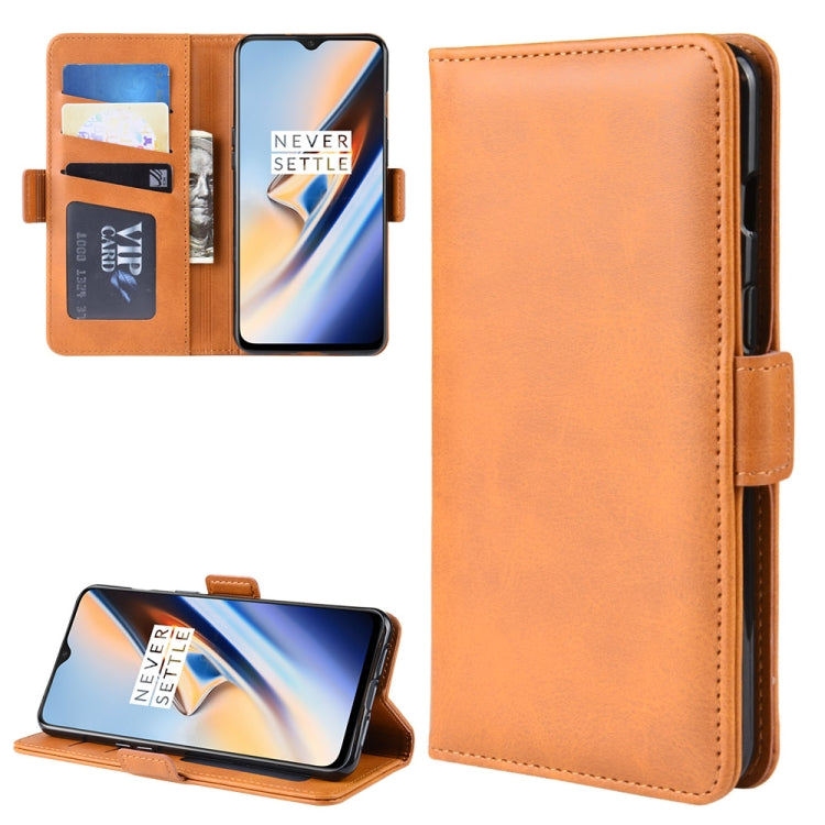 Dual-side Magnetic Buckle Horizontal Flip Leather Case for OnePlus 7, with Holder & Card Slots & Wallet & Photo Frame