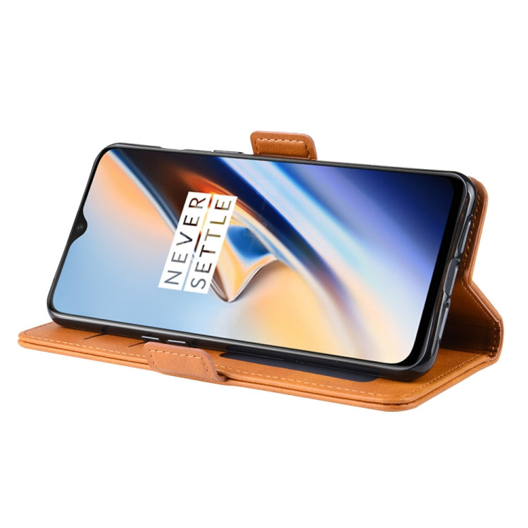 Dual-side Magnetic Buckle Horizontal Flip Leather Case for OnePlus 7, with Holder & Card Slots & Wallet & Photo Frame