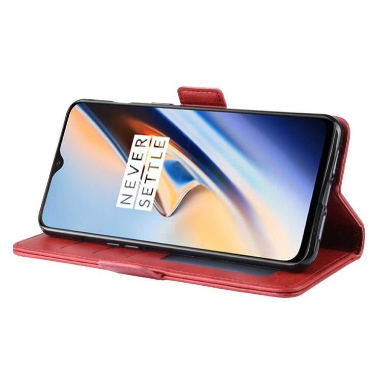 Dual-side Magnetic Buckle Horizontal Flip Leather Case for OnePlus 7, with Holder & Card Slots & Wallet & Photo Frame