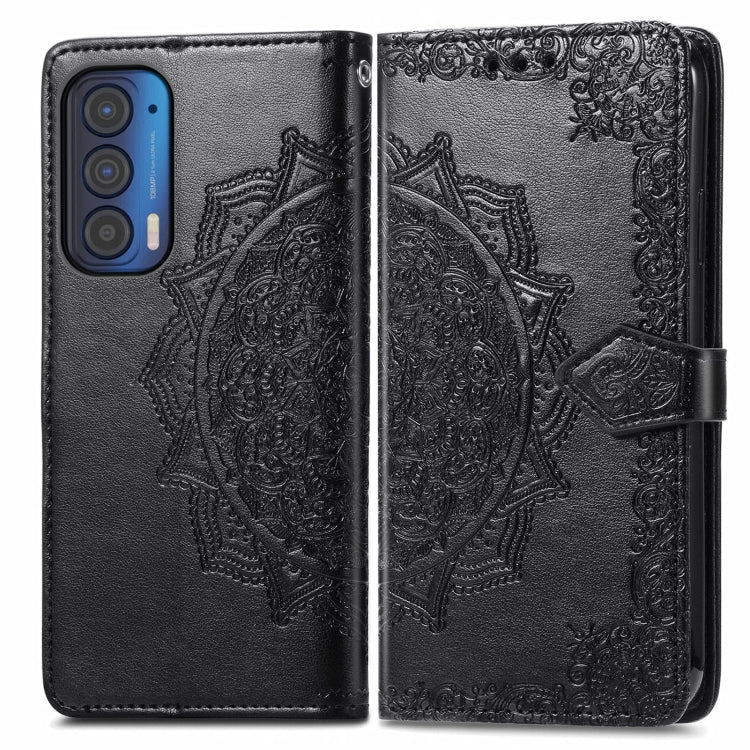 For Motorola Edge 2021 Mandala Embossing Pattern Horizontal Flip Leather Case with Holder & Card Slots & Wallet & Lanyard