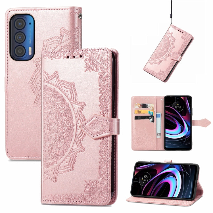 For Motorola Edge 2021 Mandala Embossing Pattern Horizontal Flip Leather Case with Holder & Card Slots & Wallet & Lanyard