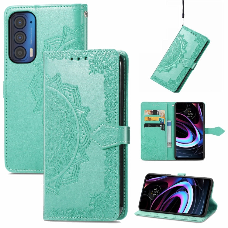 For Motorola Edge 2021 Mandala Embossing Pattern Horizontal Flip Leather Case with Holder & Card Slots & Wallet & Lanyard
