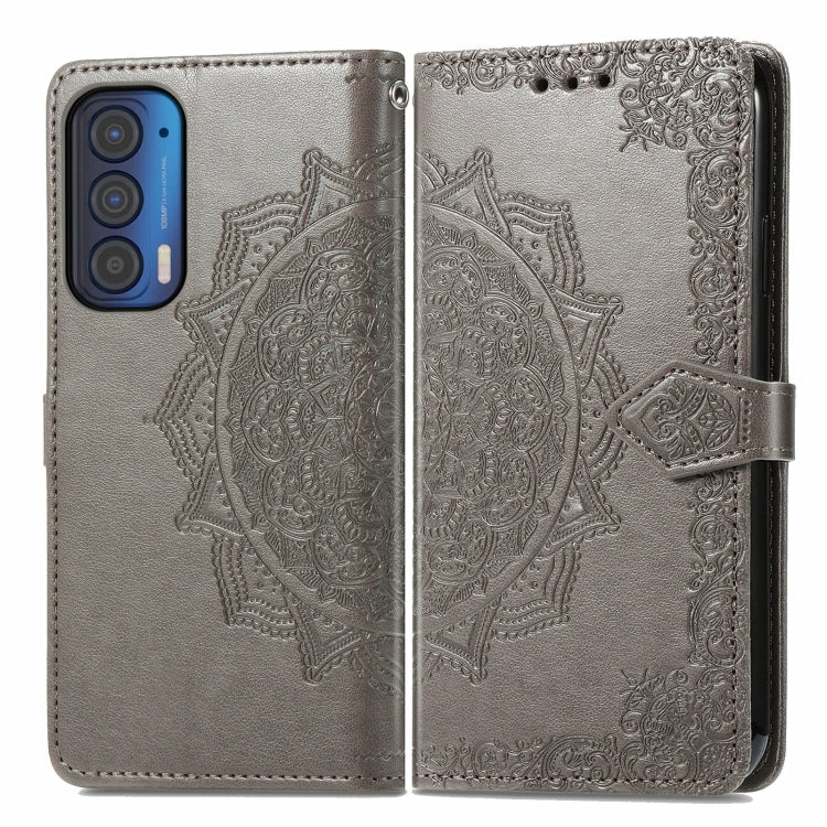 For Motorola Edge 2021 Mandala Embossing Pattern Horizontal Flip Leather Case with Holder & Card Slots & Wallet & Lanyard