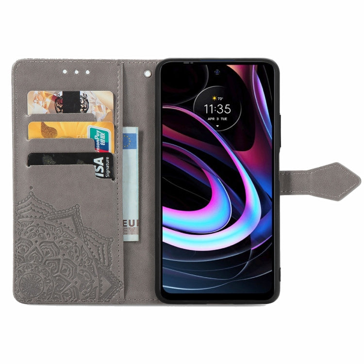For Motorola Edge 2021 Mandala Embossing Pattern Horizontal Flip Leather Case with Holder & Card Slots & Wallet & Lanyard