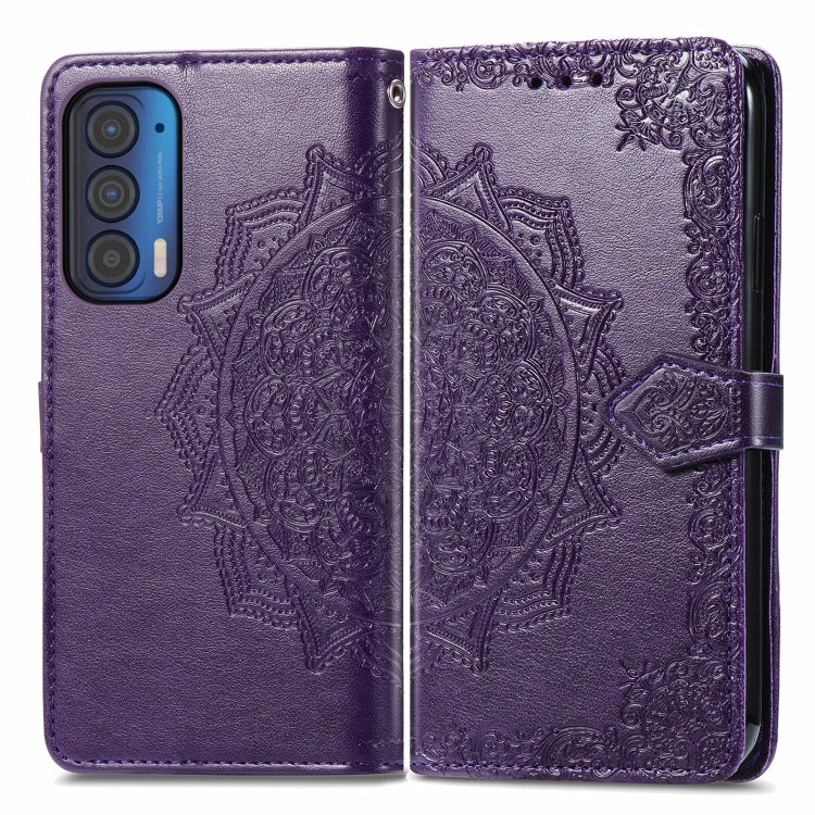 For Motorola Edge 2021 Mandala Embossing Pattern Horizontal Flip Leather Case with Holder & Card Slots & Wallet & Lanyard