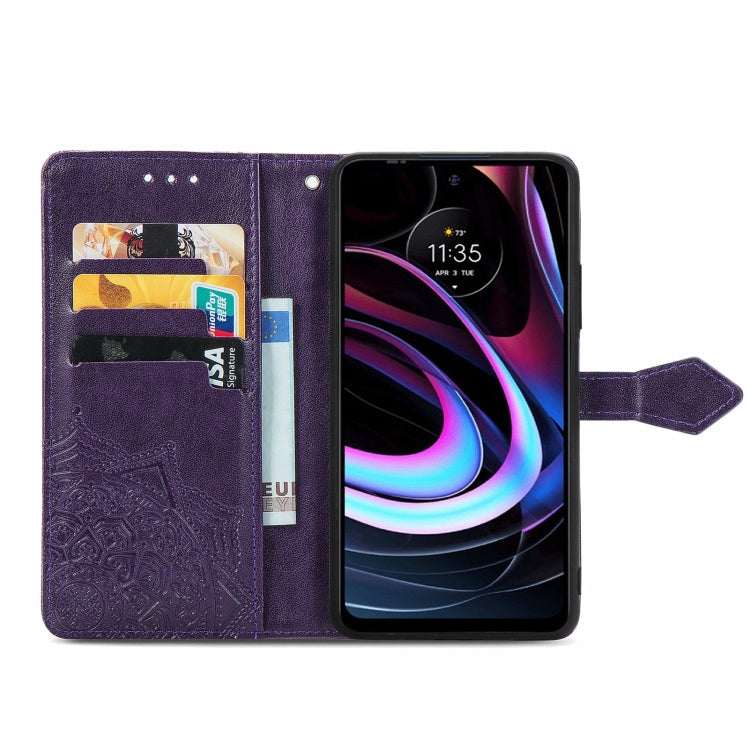 For Motorola Edge 2021 Mandala Embossing Pattern Horizontal Flip Leather Case with Holder & Card Slots & Wallet & Lanyard