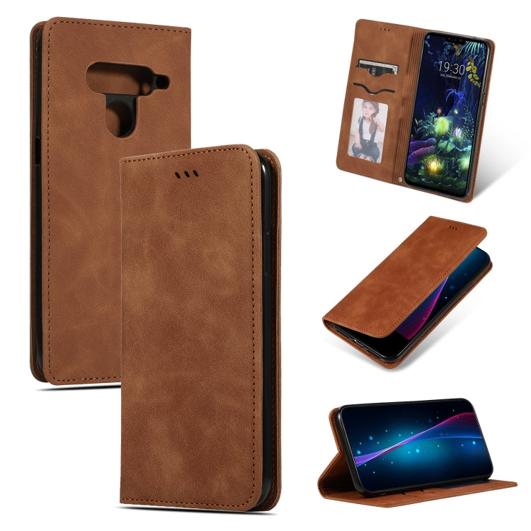 Retro Skin Feel Business Magnetic Horizontal Flip Leather Case for LG V50 & LG V50 ThinQ