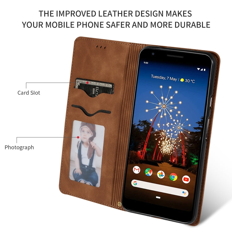 Retro Skin Feel Business Magnetic Horizontal Flip Leather Case for Google Pixel 3A XL