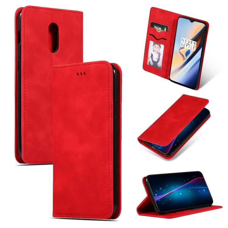 Retro Skin Feel Business Magnetic Horizontal Flip Leather Case for OnePlus 6T