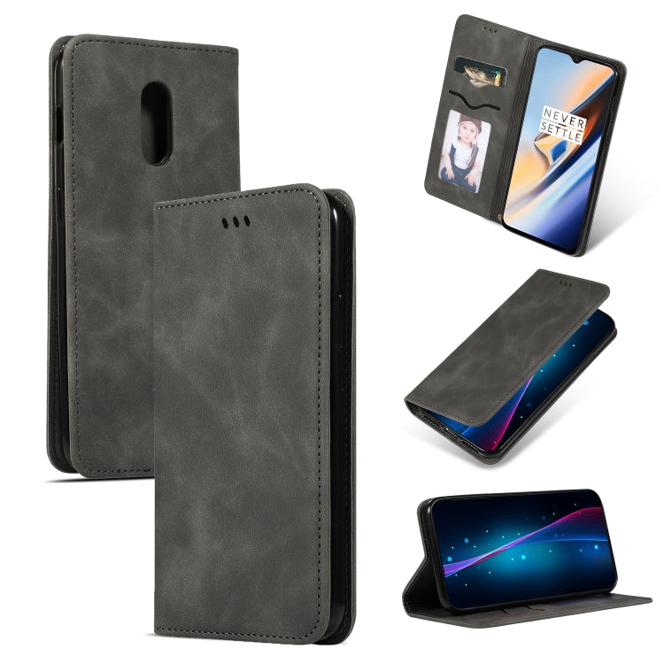 Retro Skin Feel Business Magnetic Horizontal Flip Leather Case for OnePlus 6T