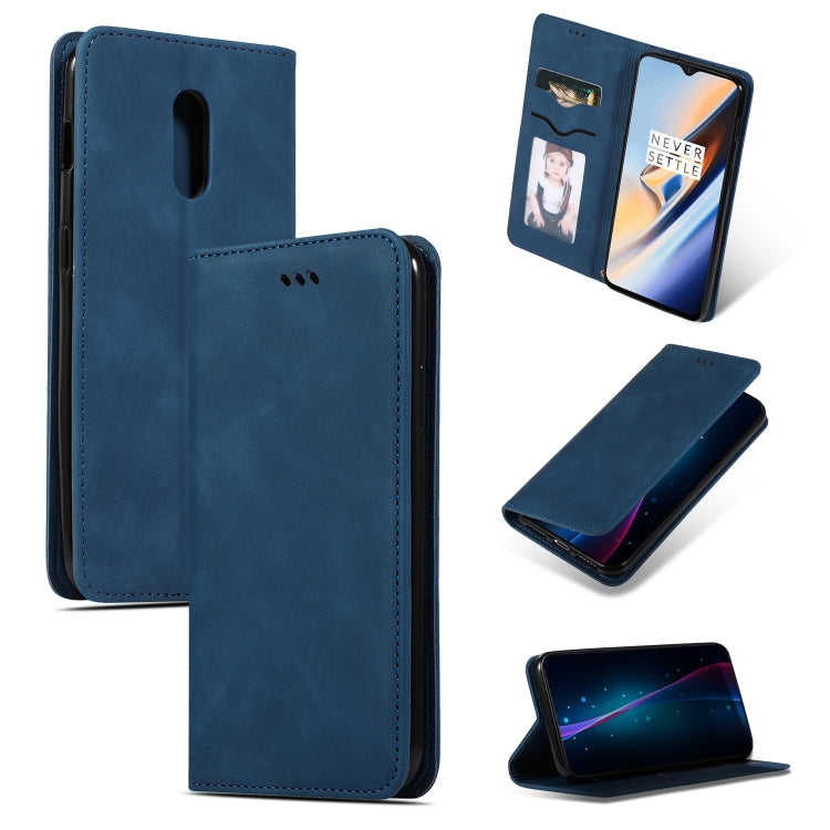 Retro Skin Feel Business Magnetic Horizontal Flip Leather Case for OnePlus 6T