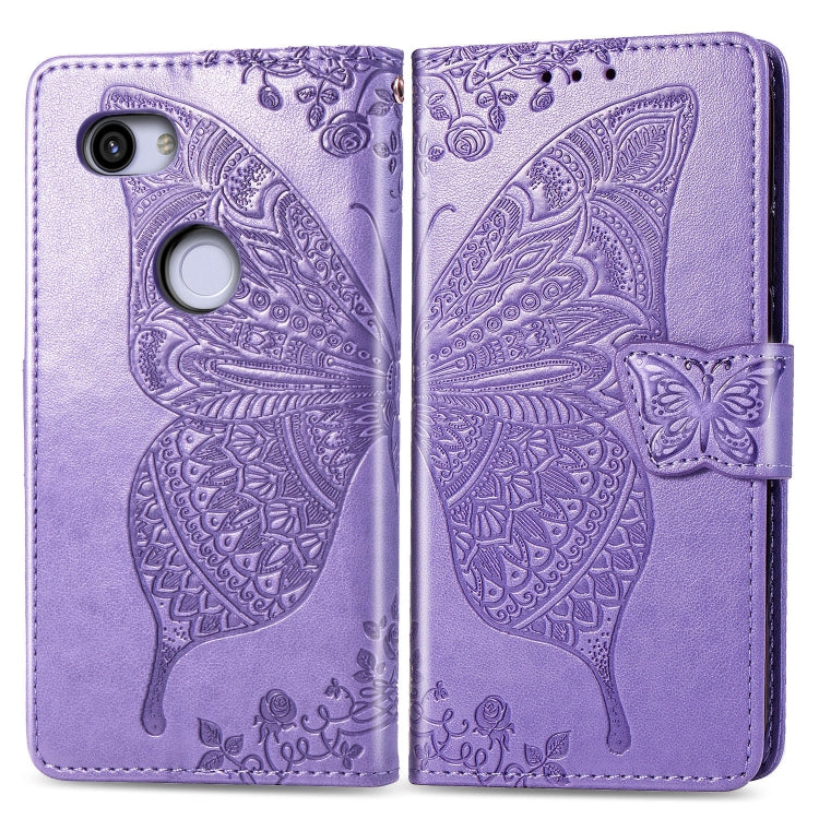 Butterfly Love Flowers Embossing Horizontal Flip Leather Case for Google Pixel 3A , with Holder & Card Slots & Wallet & Lanyard