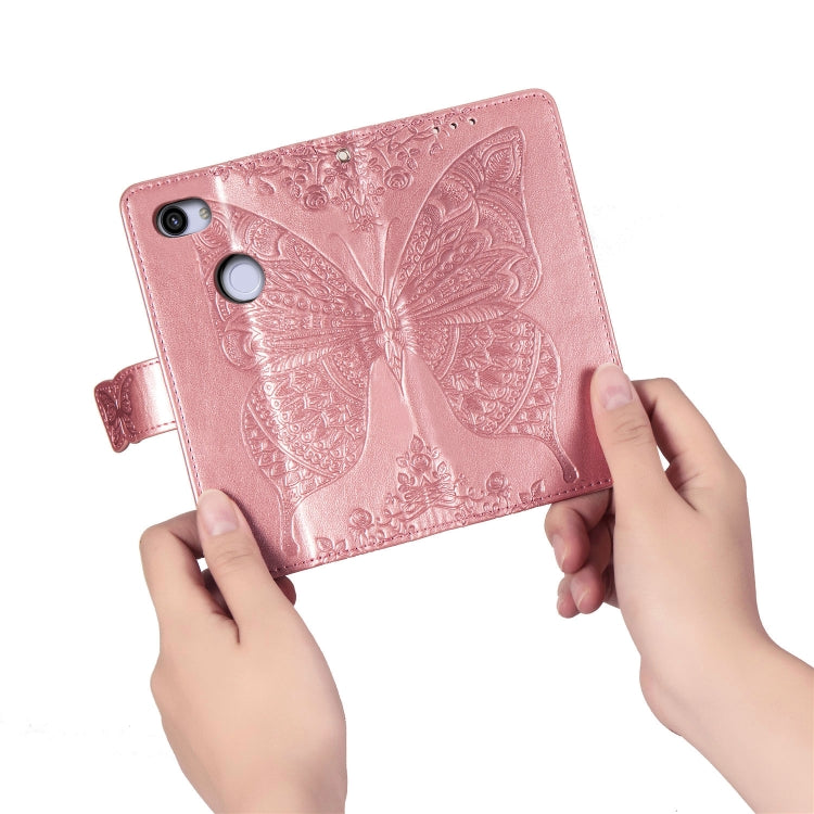 Butterfly Love Flowers Embossing Horizontal Flip Leather Case for Google Pixel 3A , with Holder & Card Slots & Wallet & Lanyard