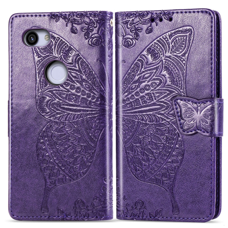 Butterfly Love Flowers Embossing Horizontal Flip Leather Case for Google Pixel 3A , with Holder & Card Slots & Wallet & Lanyard