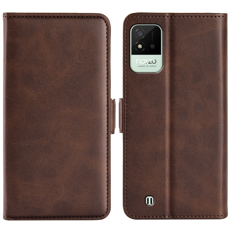 For OPPO Realme Narzo 50i Dual-side Magnetic Buckle Horizontal Flip Leather Case with Holder & Card Slots & Wallet