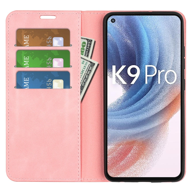 For OPPO K9 Pro Retro-skin Business Magnetic Suction Leather Case with Holder & Card Slots & Wallet
