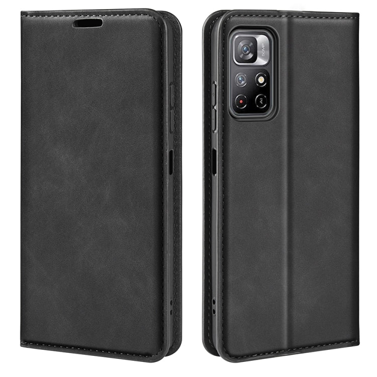 For Xiaomi Redmi Note 11 Retro-skin Magnetic Suction Leather Case with Holder & Card Slots & Wallet