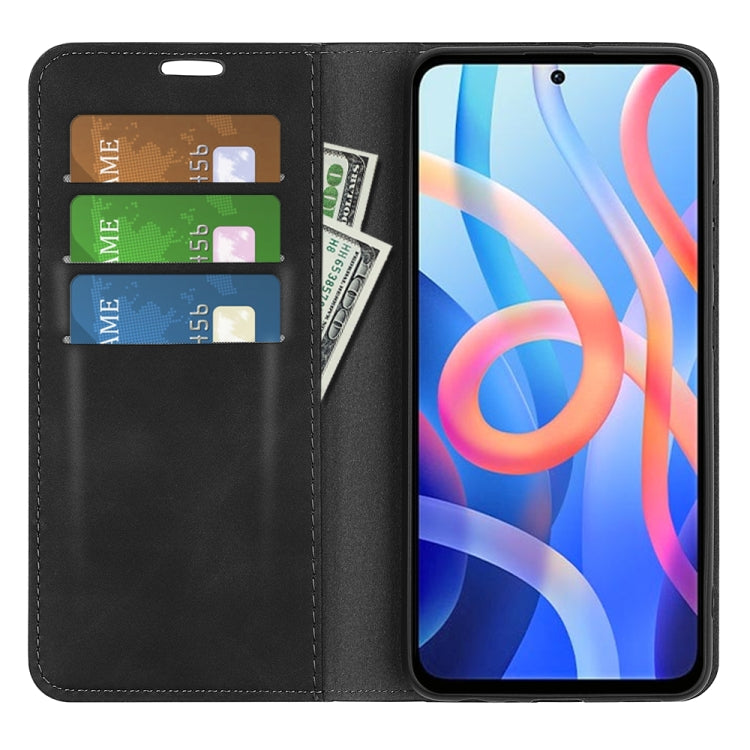 For Xiaomi Redmi Note 11 Retro-skin Magnetic Suction Leather Case with Holder & Card Slots & Wallet