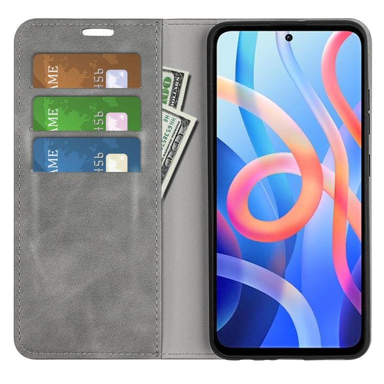 For Xiaomi Redmi Note 11 Retro-skin Magnetic Suction Leather Case with Holder & Card Slots & Wallet