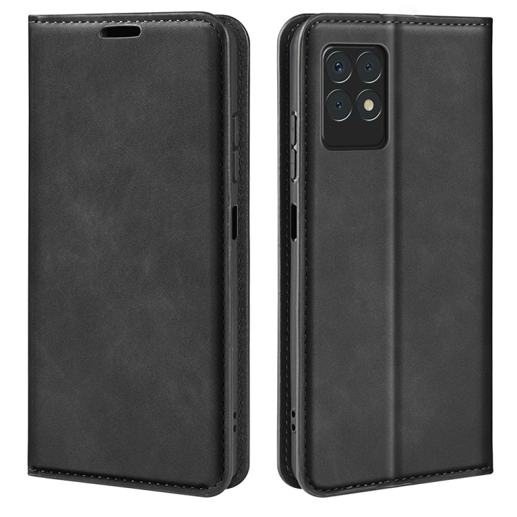 For OPPO Realme 8i Retro-skin Magnetic Suction Leather Case with Holder & Card Slots & Wallet