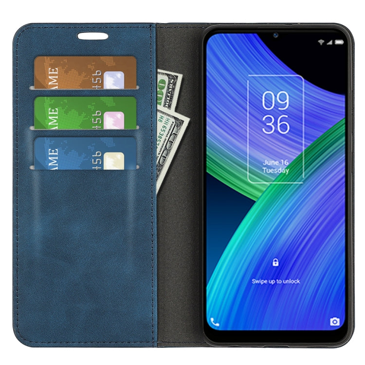 For TCL 20 R 5G Retro-skin Business Magnetic Suction Phone Leather Case with Holder & Card Slots & Wallet
