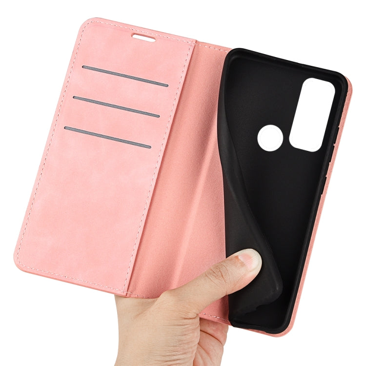 For TCL 20 R 5G Retro-skin Business Magnetic Suction Phone Leather Case with Holder & Card Slots & Wallet