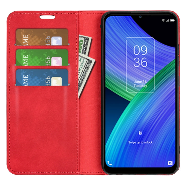 For TCL 20 R 5G Retro-skin Business Magnetic Suction Phone Leather Case with Holder & Card Slots & Wallet