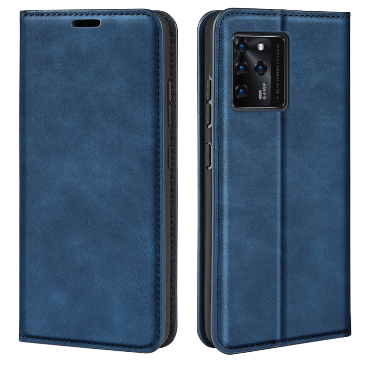 For ZTE Blade V30 Retro-skin Business Magnetic Suction Phone Leather Case with Holder & Card Slots & Wallet