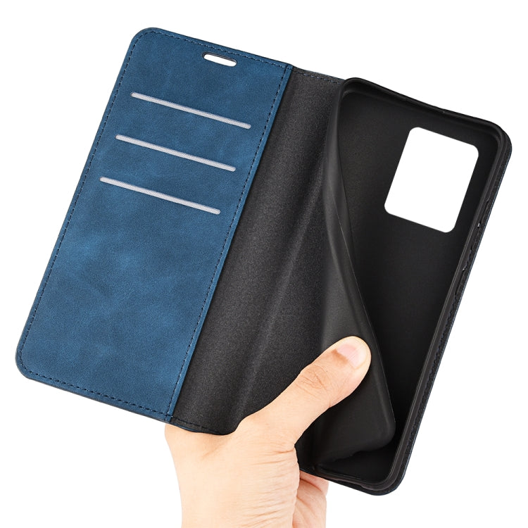 For ZTE Blade V30 Retro-skin Business Magnetic Suction Phone Leather Case with Holder & Card Slots & Wallet
